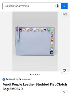 Fendi Lavender Leather Zip Tablet Case with Multicolor Studs